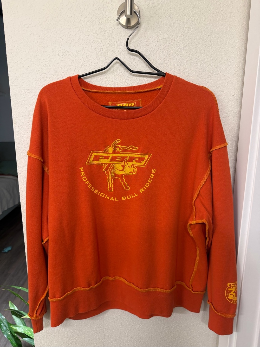 Women’s Orange Crewneck Official PBR Merch - Size XL, fits like M/L